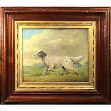 American School - Late 19th C Dog Portrait - Oil on Board Painting | Work of Man