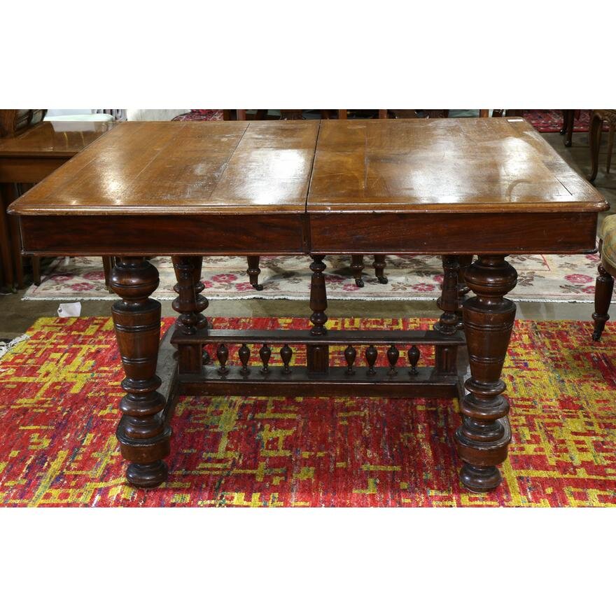 AF1-115: Antique Circa 1880's American Victorian Jacobean Walnut Dining Table