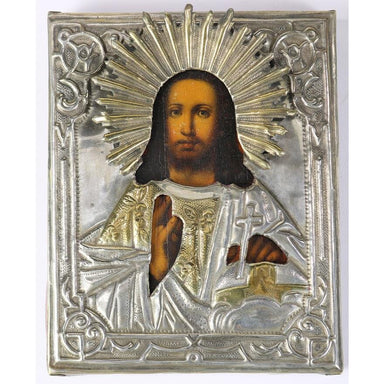 Russian School - Christ Pantocrator - Oil On board Painting | Work of Man