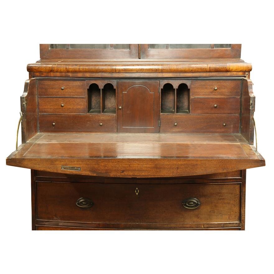 AF5-134: ANTIQUE EARLY 19TH CENTURY ENGLISH GEORGE III STEP BACK MAHOGANY BUTLER'S SECRETARY