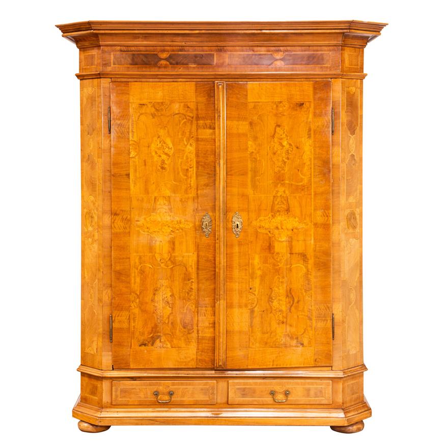 Antique Biedermeier Marquetry Inlaid Armoire | Work of Man
