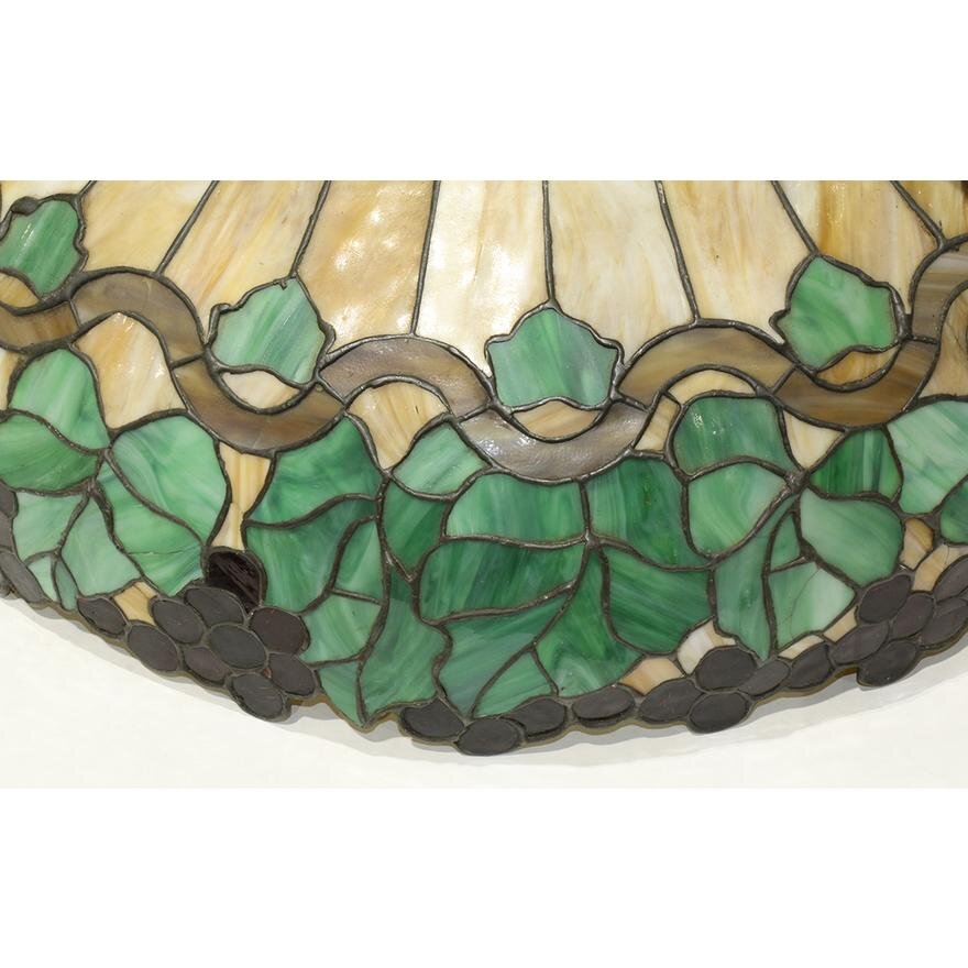 AL1-010: EARLY 20TH CENTURY ARTS & CRAFTS LEADED GLASS HANGING LAMP