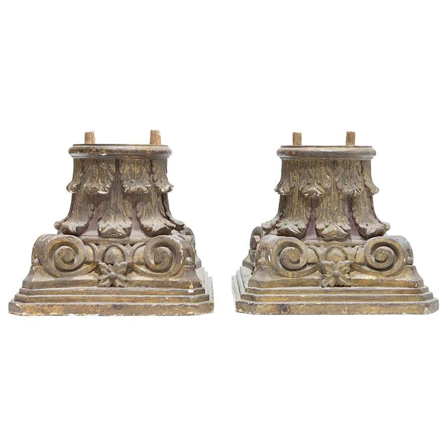 Antique Carved Wood Corinthian Capitals | Work of Man