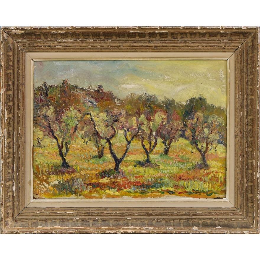 AW460: Follower of Vincent Van Gogh - Olive Trees Near Aries, Oil on Board