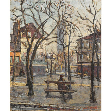 Fernand Laval - Place du Tertre Montmartre - Oil on Canvas Painting | Work of Man