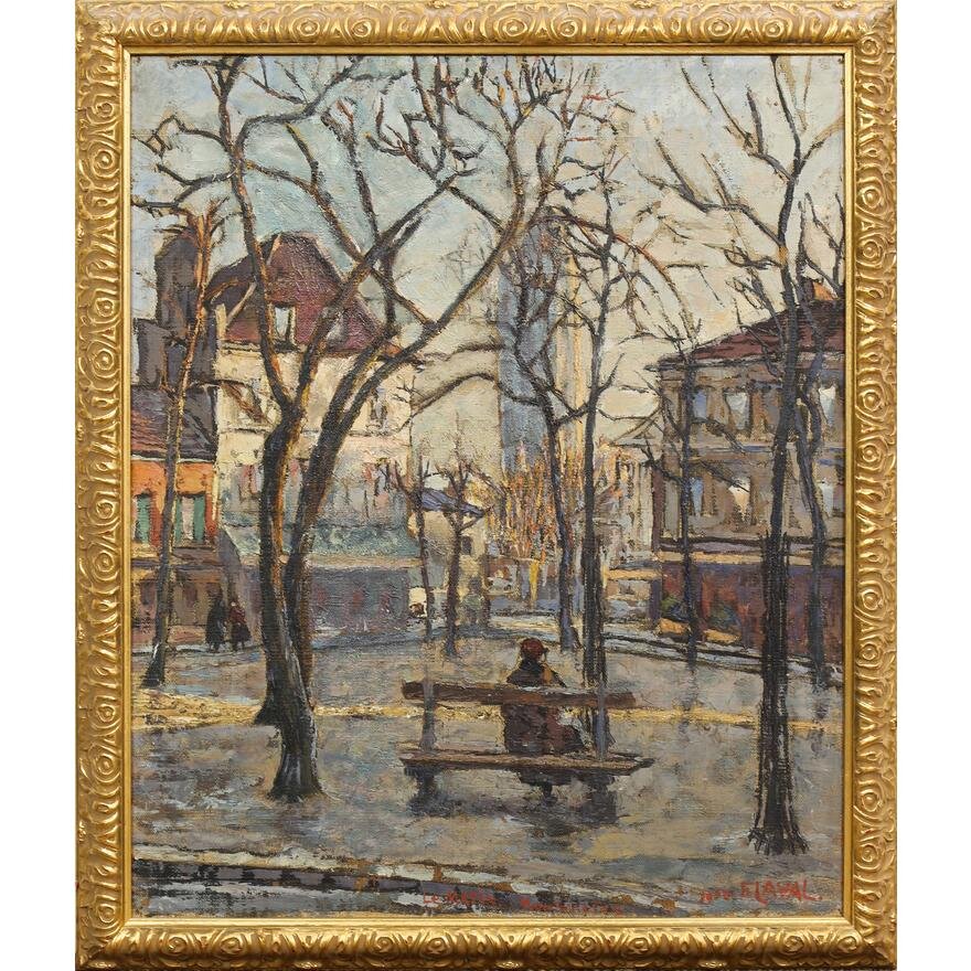 AW462: Fernand Laval - Place du Tertre Montmartre - Oil on Canvas