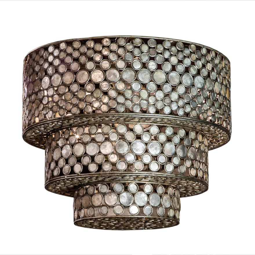 AL1-048: CONTEMPORARY TIERED FORM CHANDELIER W/ CAPRICE SHELL INSERTS