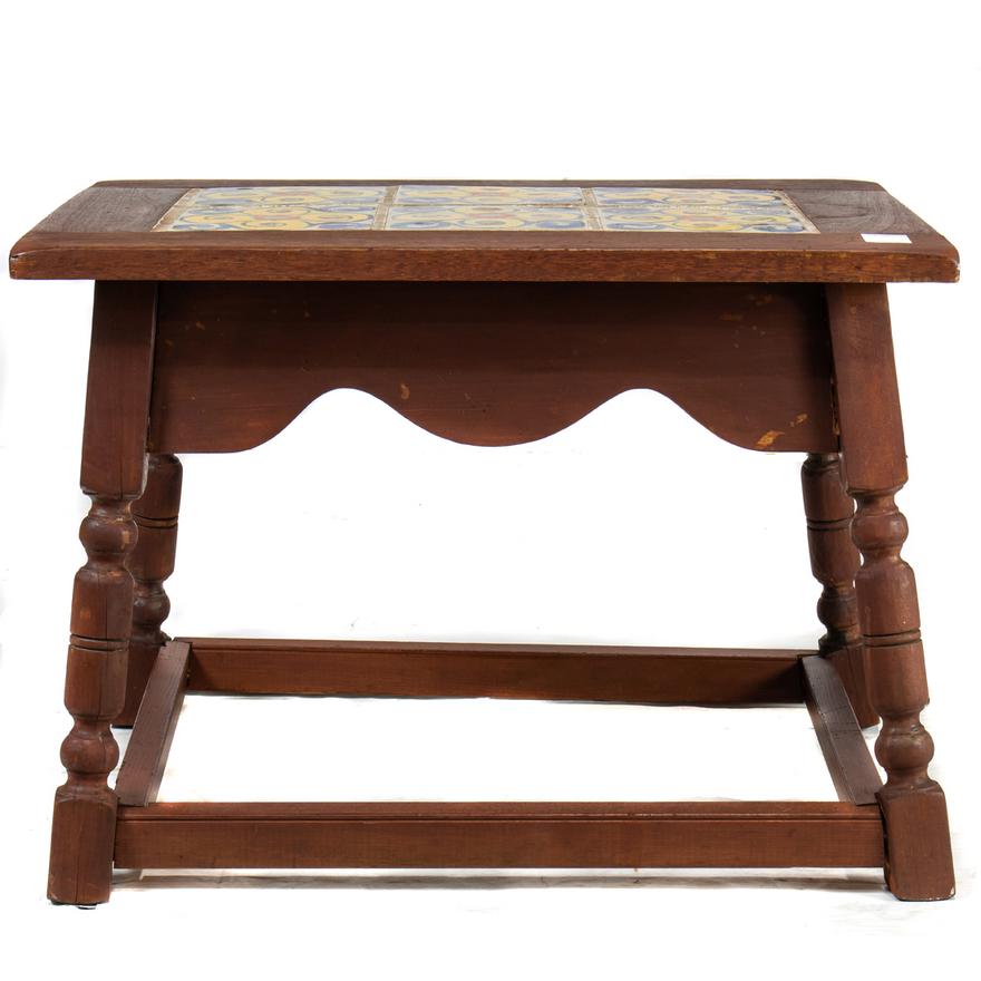 AF1-021:  ANTIQUE CALIFORNIA (D&M) TILE SPANISH COLONIAL REVIVAL SIDE TABLE - EARLY 20TH CENTURY