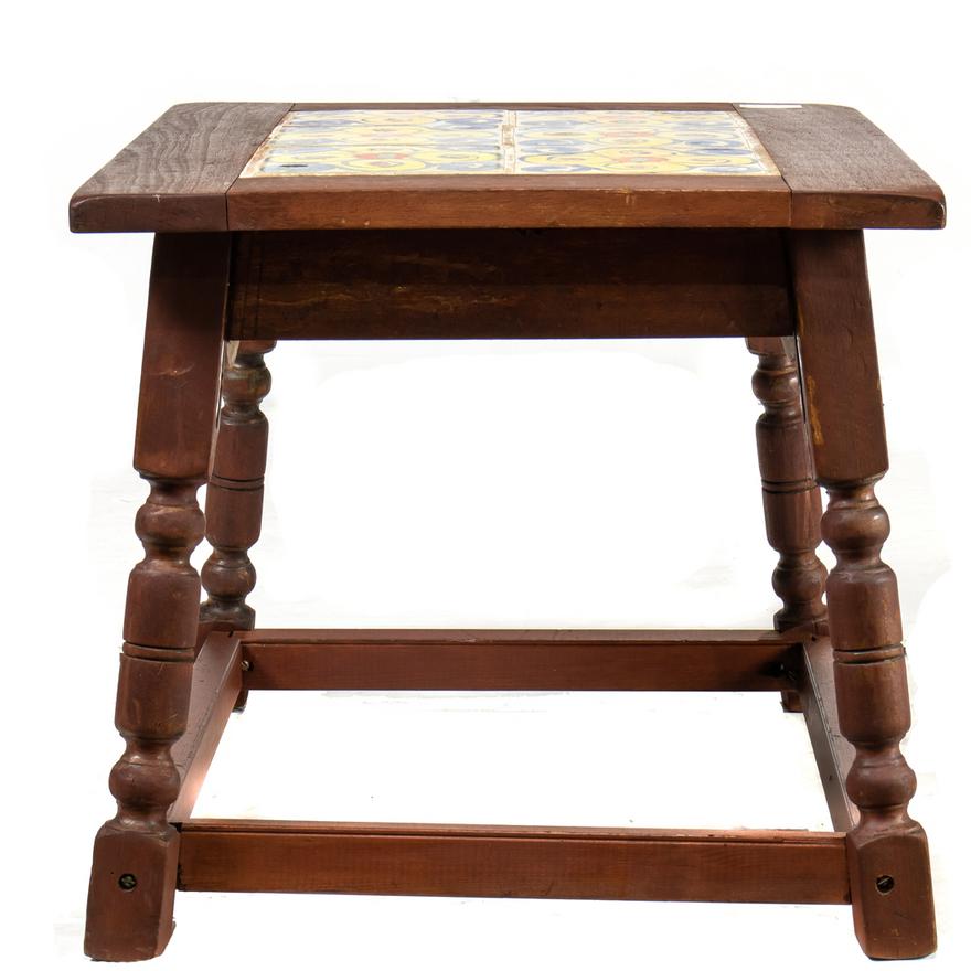 AF1-021:  ANTIQUE CALIFORNIA (D&M) TILE SPANISH COLONIAL REVIVAL SIDE TABLE - EARLY 20TH CENTURY