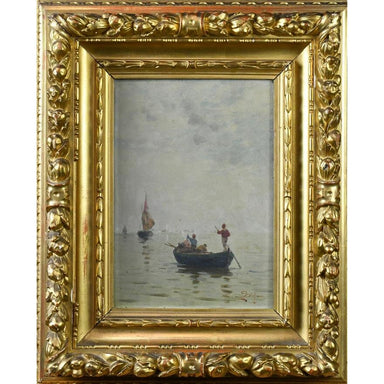Luigi Steffani - Venetian Canal Scene - Oil on Canvas Painting | Work of Man