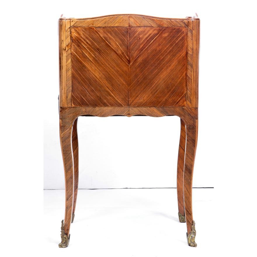 AF3-373: ANTIQUE LATE 18TH CENTURY FRENCH LOUIS XV MARBLE TOP COMMODE W/ KINGWOOD MARQUETRY