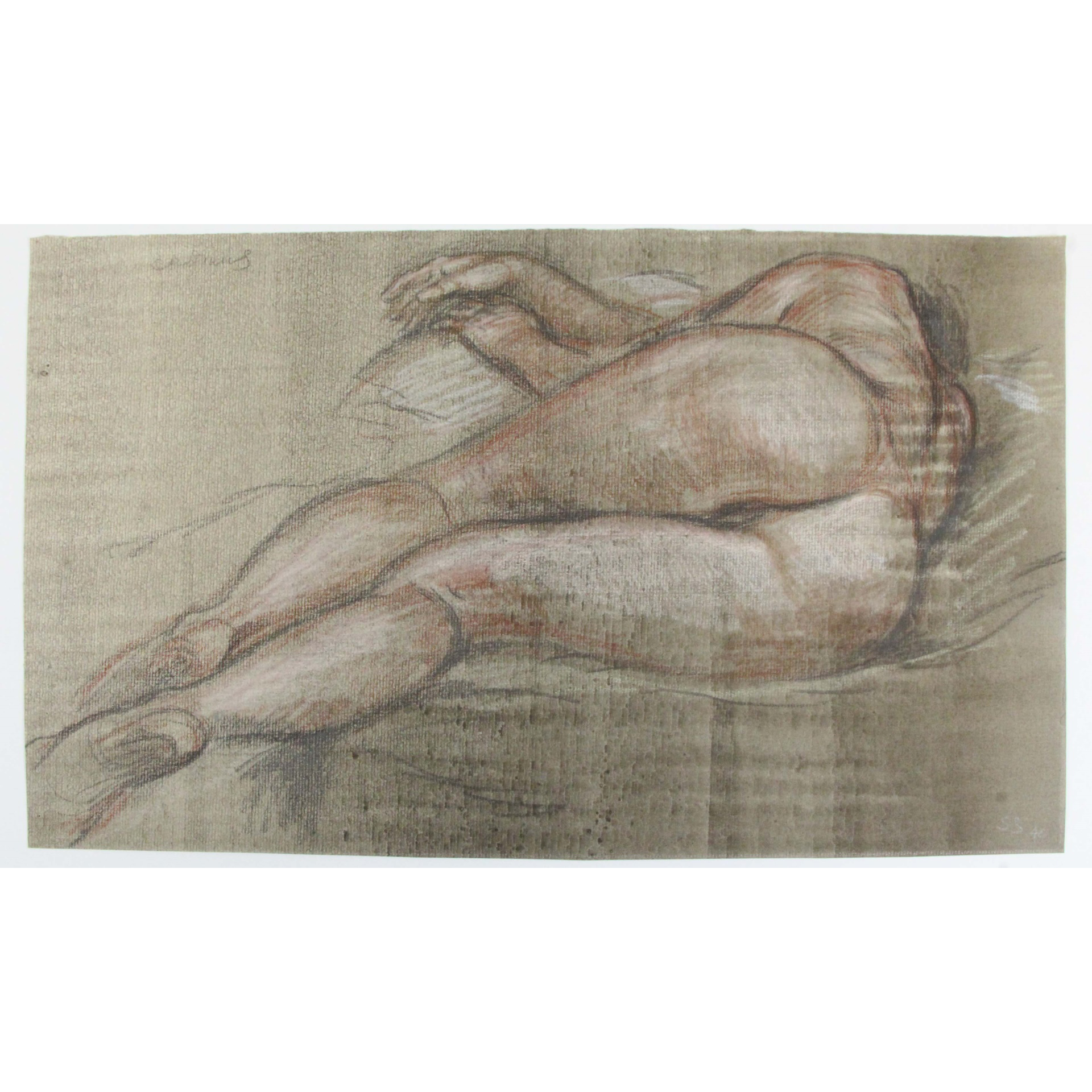 AW5-008: Paul Cadmus - Male Nude - Crayon On Paper