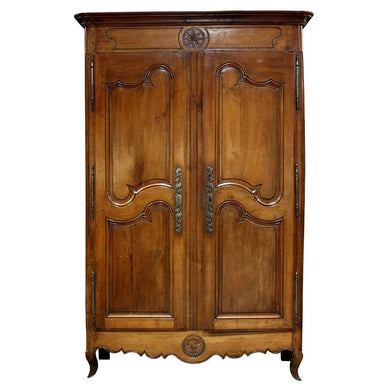 ANTIQUE FRENCH PROVINCIAL CHERRY WOOD ARMOIRE | Work of Man
