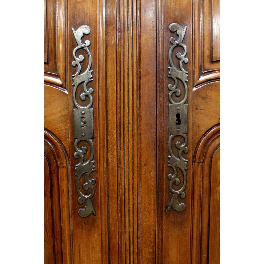 AF3-141: ANTIQUE MID 18TH CENTURY FRENCH PROVINCIAL CHERRY WOOD ARMOIRE - RESTORED