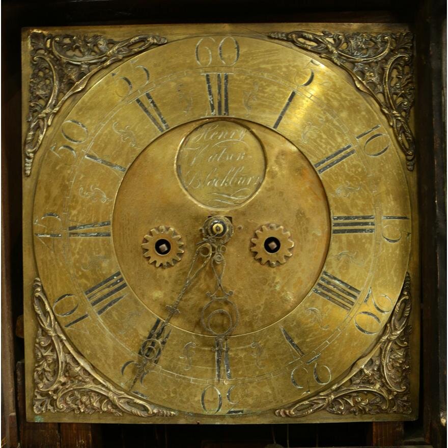 TK1-102: LATE 18TH CENTURY ENGLISH GEORGE III OAK TALL CASE CLOCK CIRCA 1780