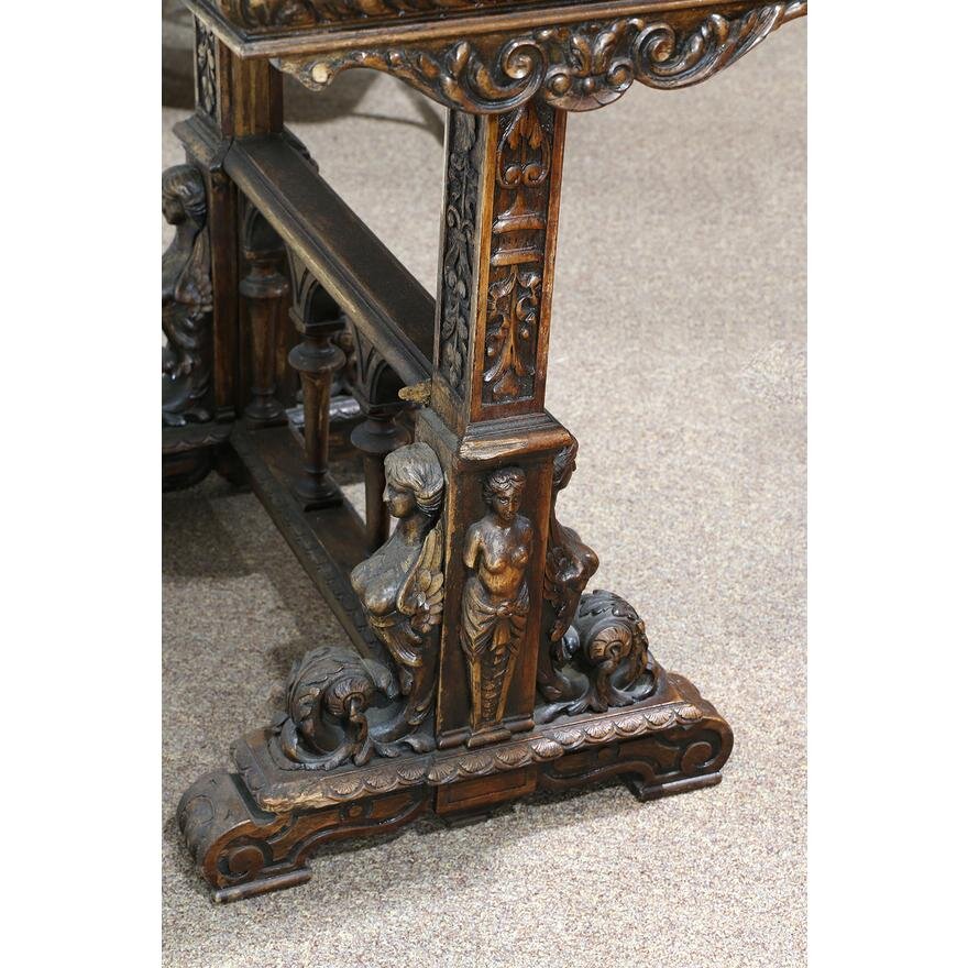 AF1-116: ANTIQUE LATE 19TH CENTURY RENAISSANCE REVIVAL CARVED WALNUT STAND