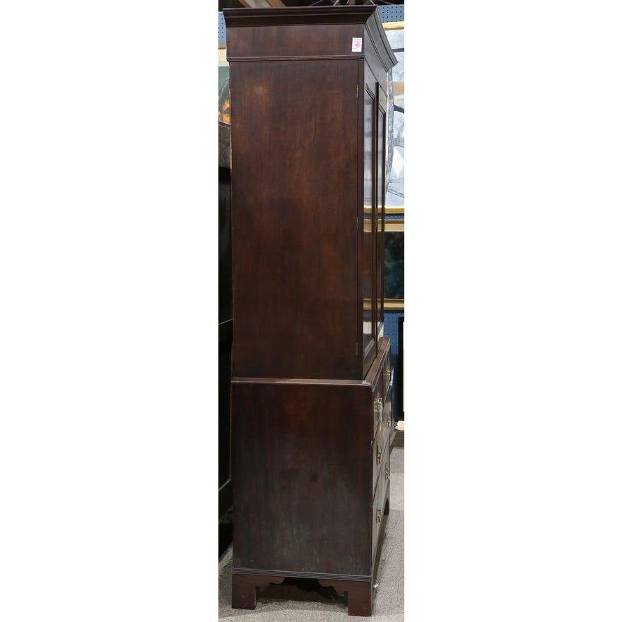 AF4-125: ANTIQUE LATE 18TH CENTURY GEORGIAN MAHOGANY LINEN PRESS