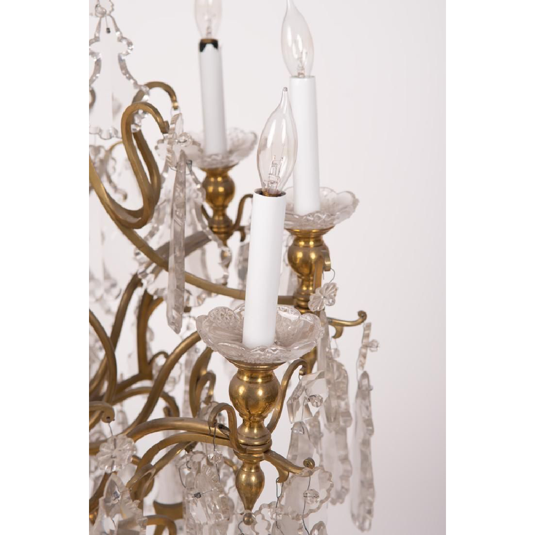 AL1-005: LATE 20TH CENTURY FRENCH BRONZE & CRYSTAL CHANDELIER