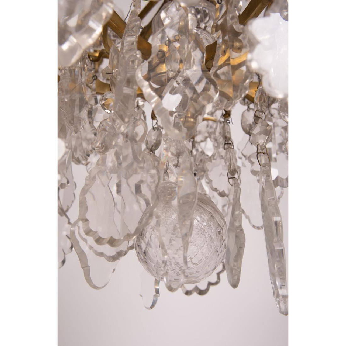 AL1-005: LATE 20TH CENTURY FRENCH BRONZE & CRYSTAL CHANDELIER