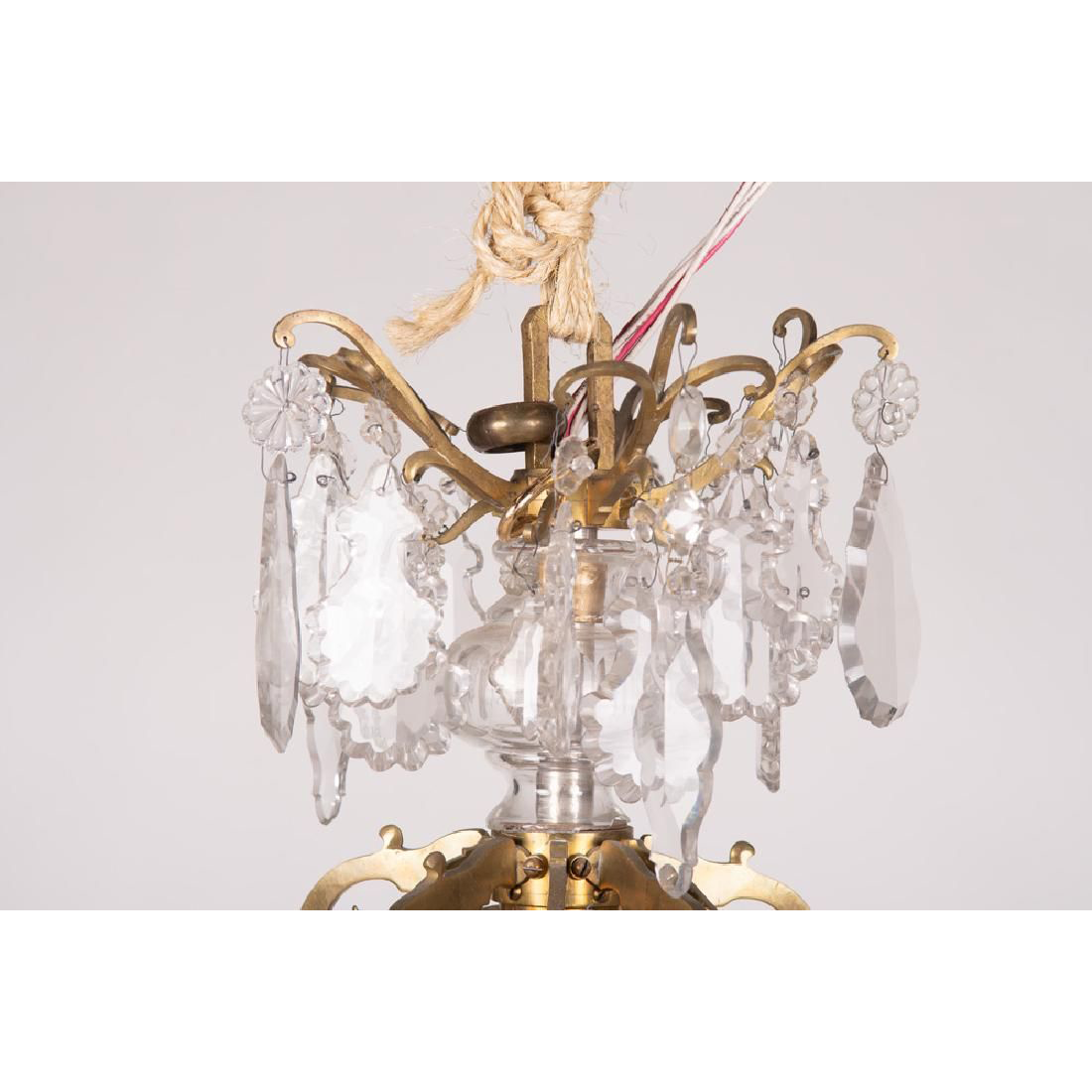 AL1-005: LATE 20TH CENTURY FRENCH BRONZE & CRYSTAL CHANDELIER