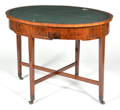 ANTIQUE ENGLISH LEATHER TOP RENT OR GAME TABLE | Work of Man