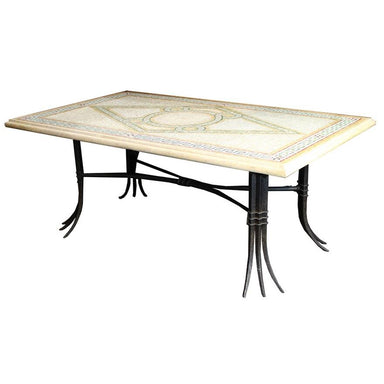 POMPEIIAN STYLE MARBLE MOSAIC TOP DINING TABLE | Work of Man