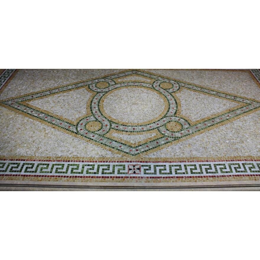 AF1-148: LATE 20TH CENTURY CUSTOM MARBLE MOSAIC TOP DINING TABLE IN THE POMPEIIAN TASTE