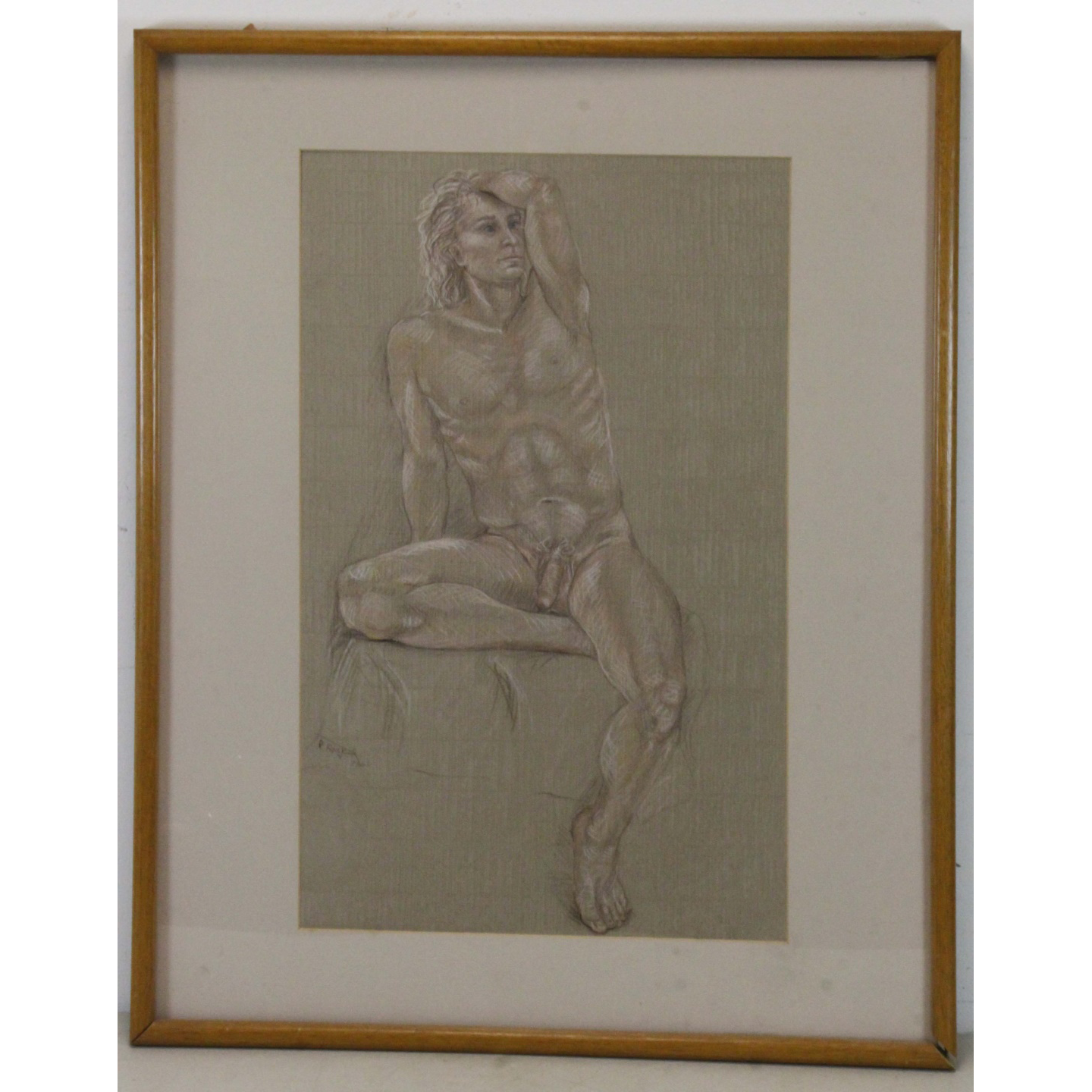 AW5-009: Philis Raskind - Male Nude - Crayon On Paper