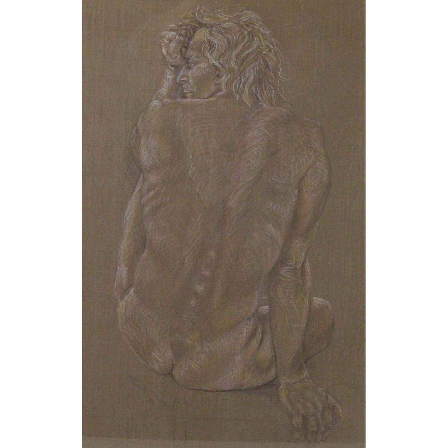 Philis Raskind - Male Nude - Crayon On Paper Painting | Work of Man