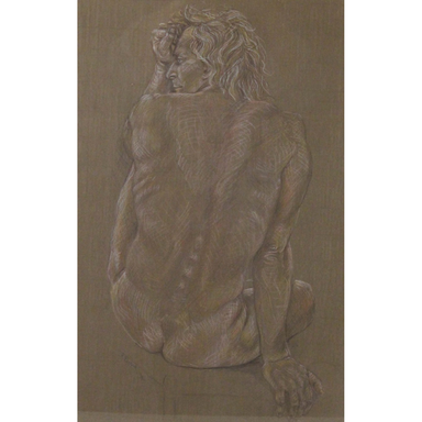 Philis Raskind - Male Nude - Crayon On Paper Painting | Work of Man