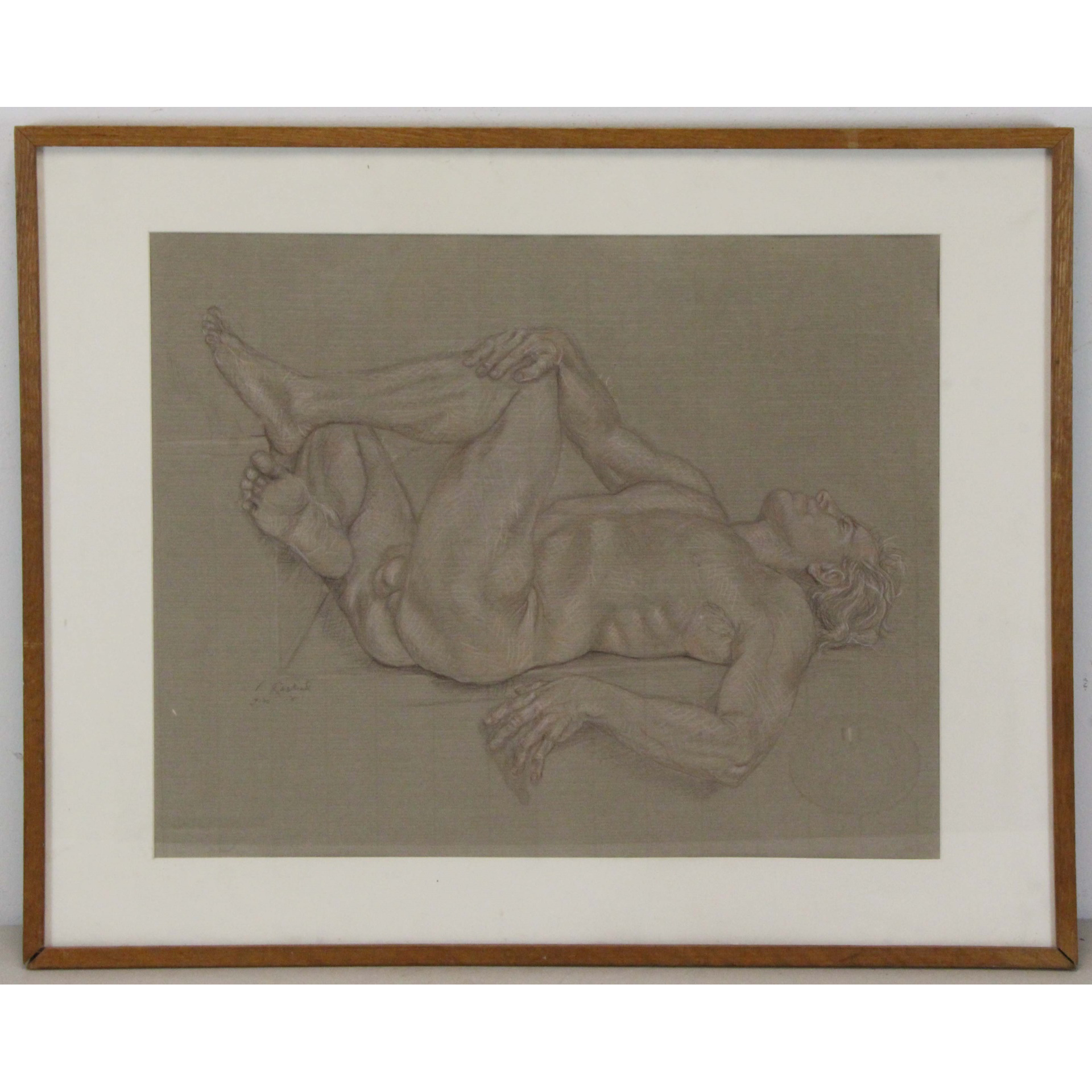 AW5-011: Phylis Raskind - Male Nude - Crayon On Paper
