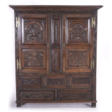 ANTIQUE ENGLISH JACOBEAN OAK ARMOIRE | Work of Man
