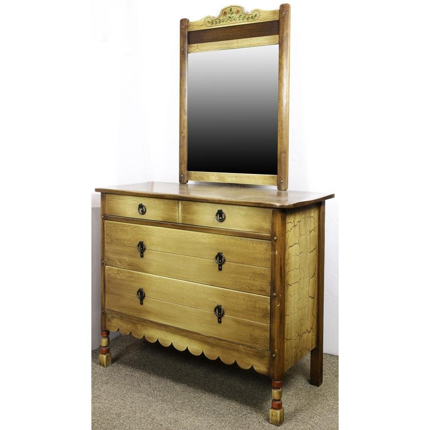 AF4-167: VINTAGE DEL-REY (BY KOHLER MFG)  MONTEREY - SPANISH COLONIAL REVIVAL  STYLE CHEST W/ MIRROR, C 1939