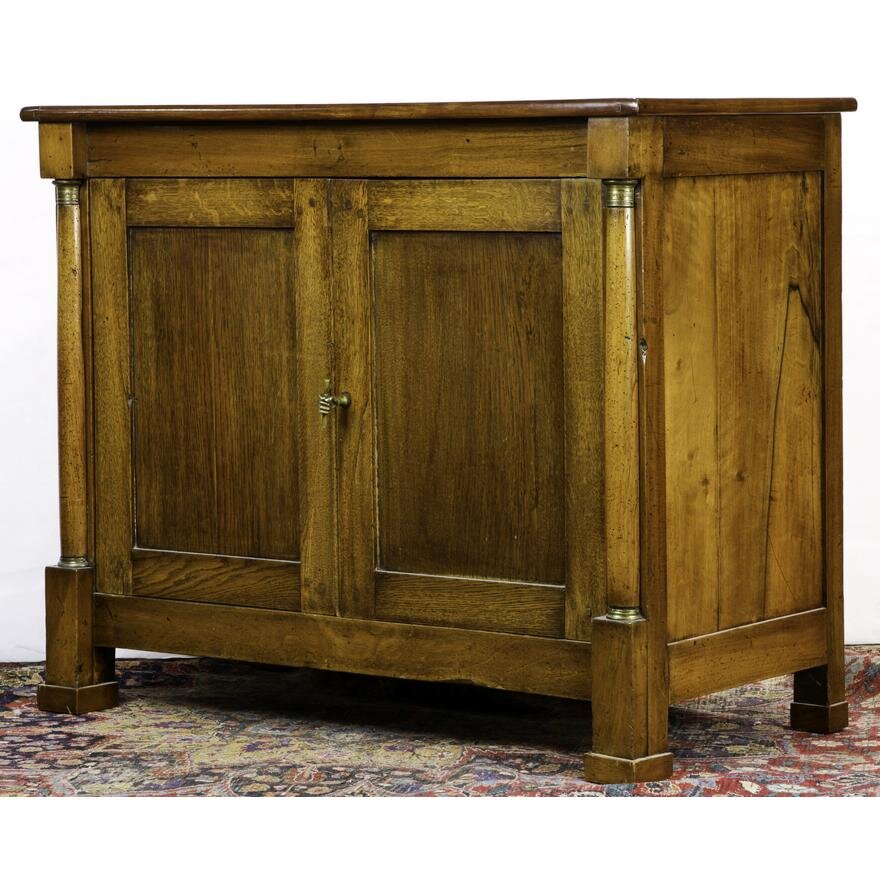 AF3-164: Antique Period French Empire Two Door Mixed Woods Cabinet W/ Ormolu Circa 1810