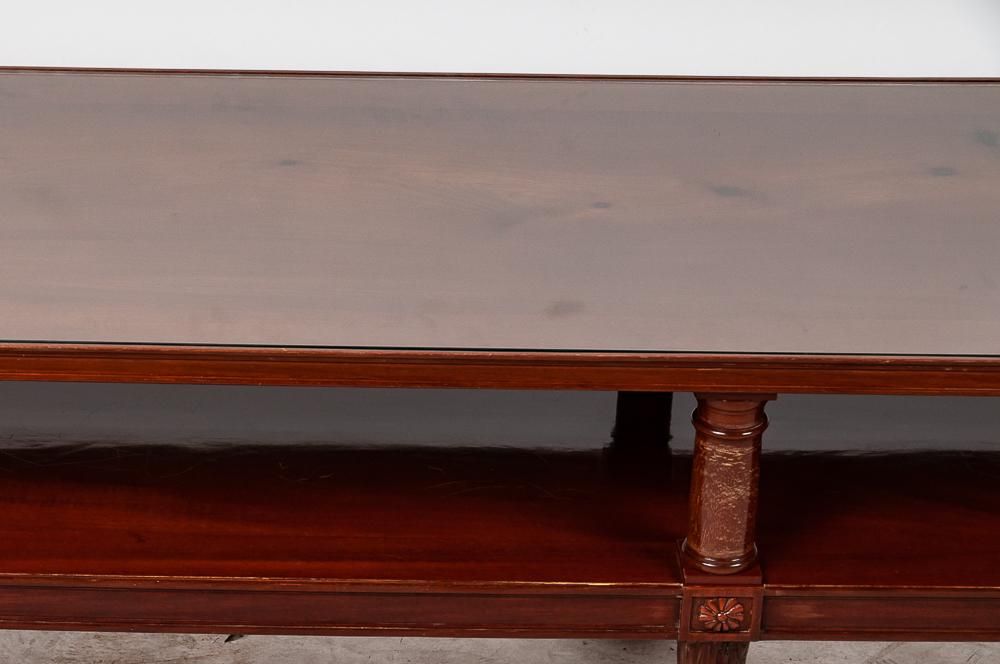 AF1-215: Antique Pair of French Empire Yew Wood Banquette Tables Designed by Jacob Freres Reduced in Height to Coffee Tables