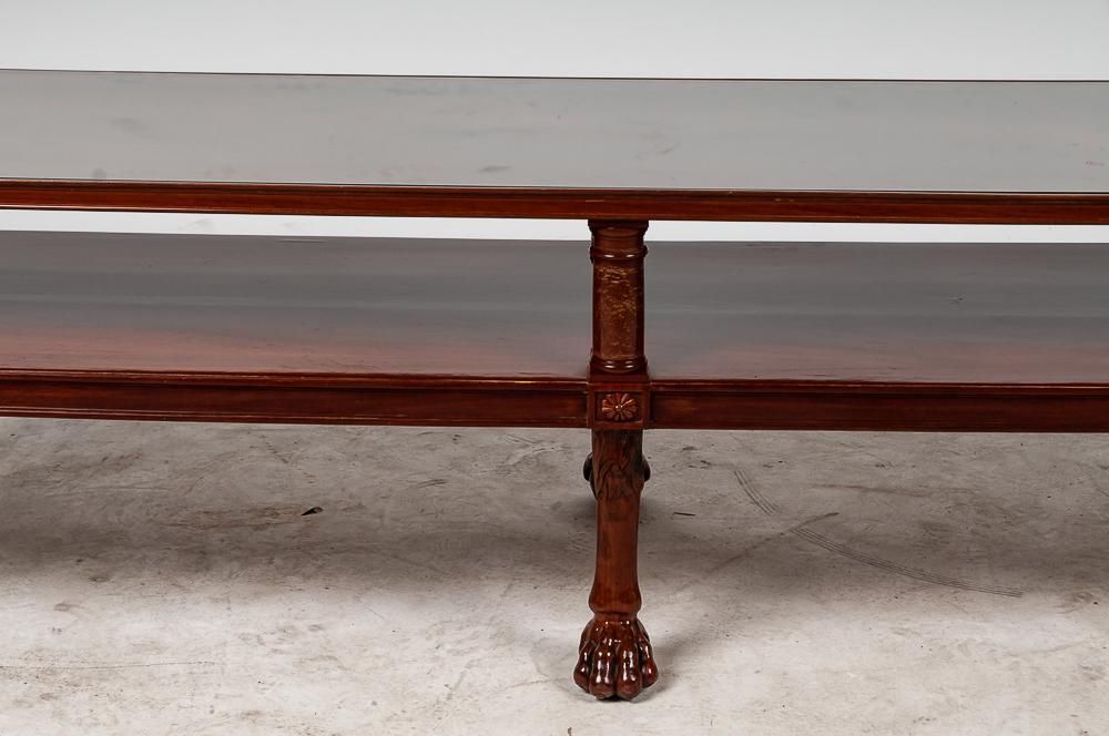 AF1-215: Antique Pair of French Empire Yew Wood Banquette Tables Designed by Jacob Freres Reduced in Height to Coffee Tables