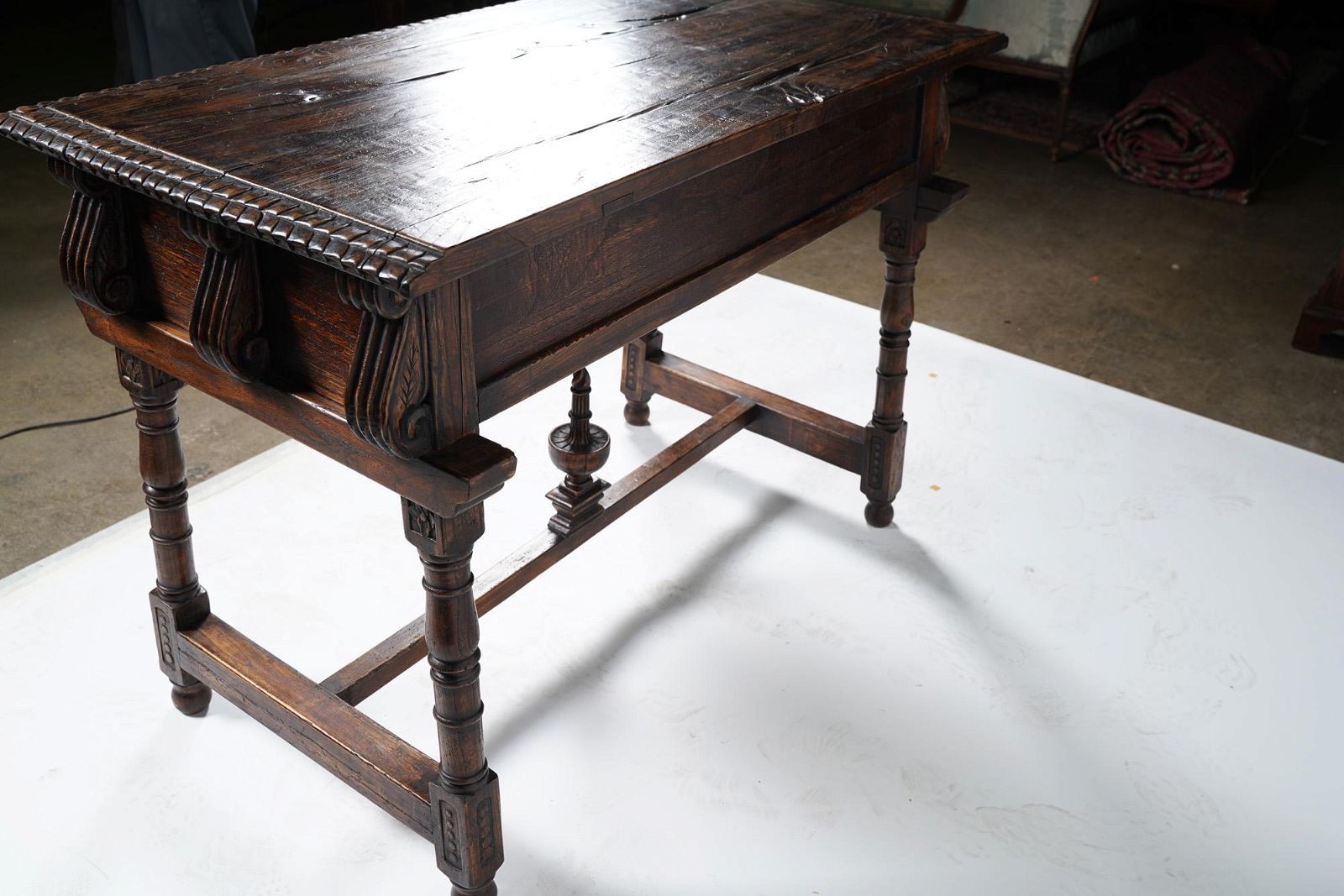 AF3-105: Antique Late 19th Century Spanish Baroque Carved Oak Console Table