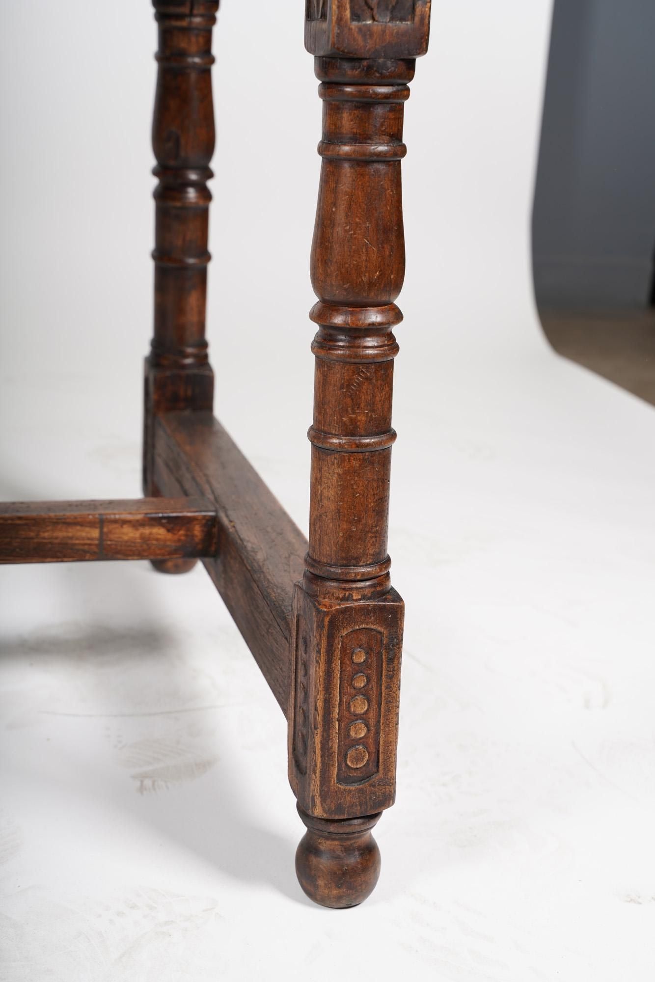 AF3-105: Antique Late 19th Century Spanish Baroque Carved Oak Console Table