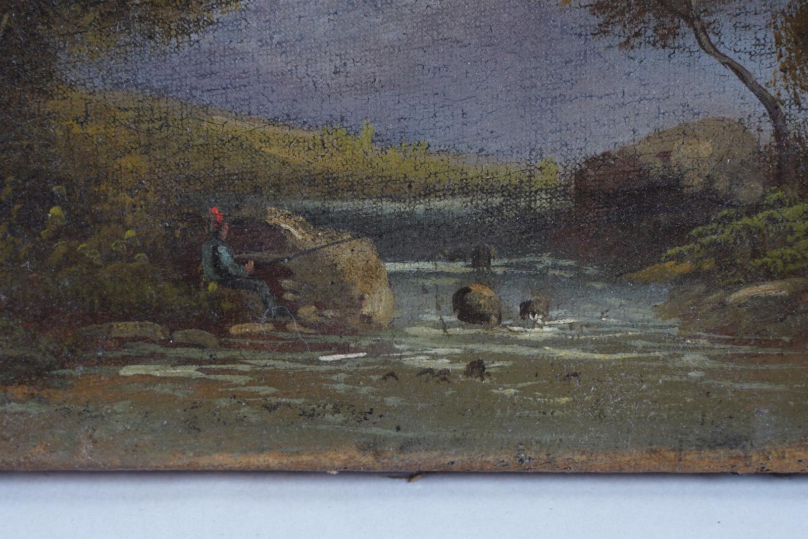 AW150 - Luges - - Mid 19th Century Mountain River Landscape - Oil on Canvas