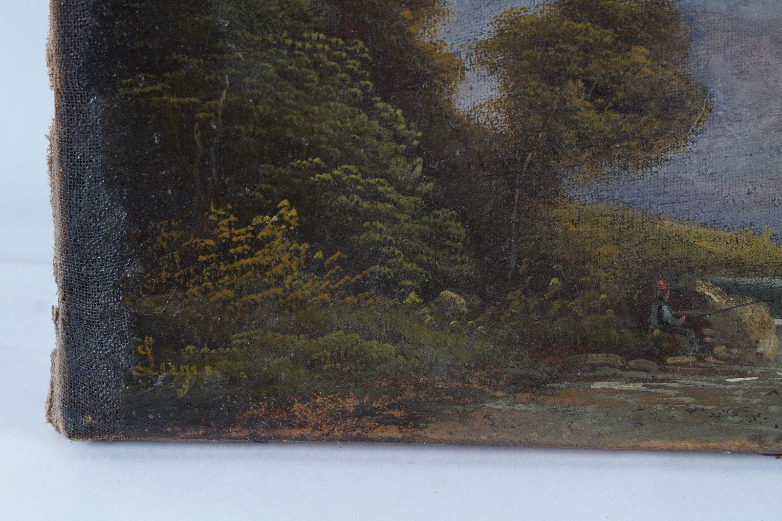 AW150 - Luges - - Mid 19th Century Mountain River Landscape - Oil on Canvas