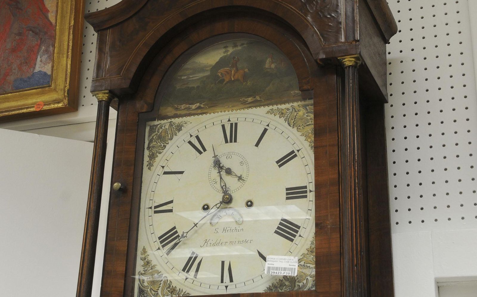 TK1-107: LATE 18TH CENTURY ENGLISH GEORGE III MAHOGANY & OAK TALL CASE CLOCK