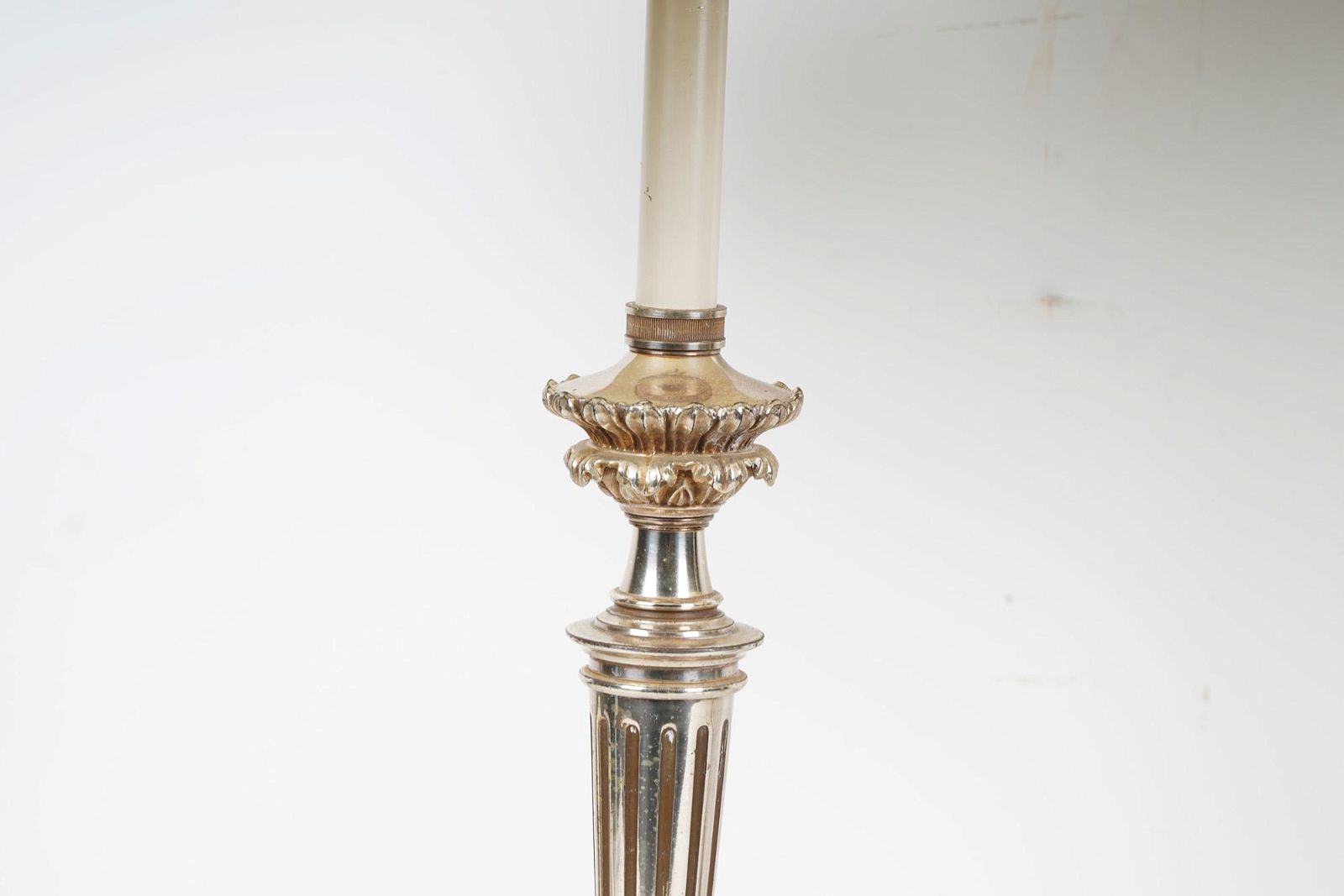 AL2-008: PAIR OF LATE 19TH C SILVERPLATE CANDLESTICKS CONVERTED TO LAMPS