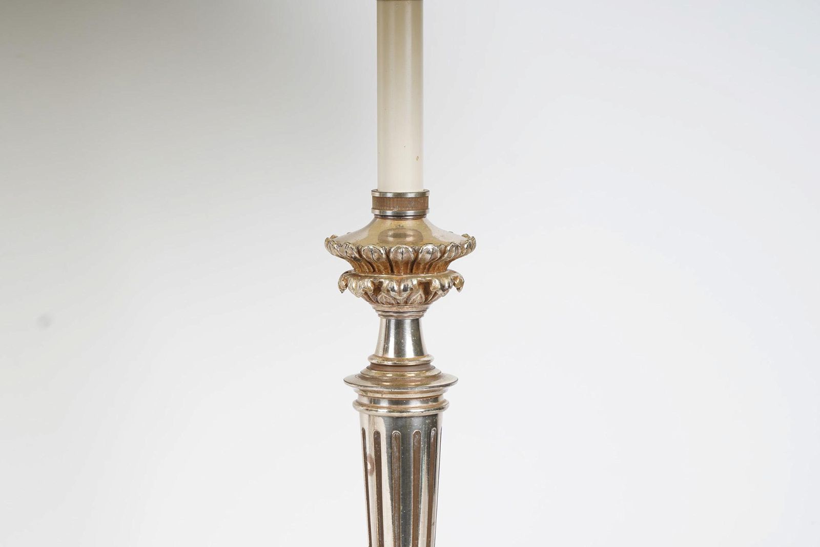 AL2-008: PAIR OF LATE 19TH C SILVERPLATE CANDLESTICKS CONVERTED TO LAMPS