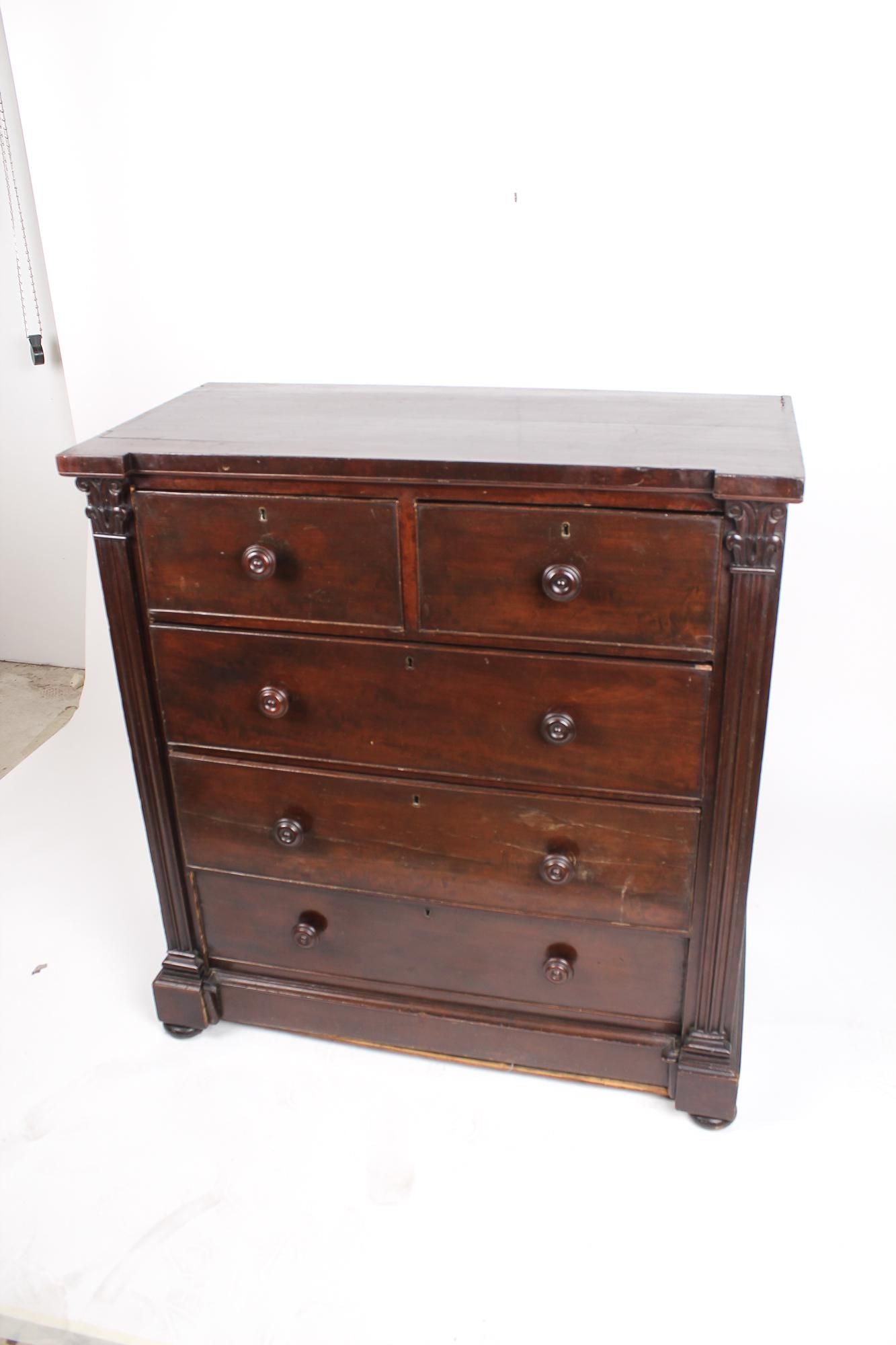 AF4-111: ANTIQUE MID 19TH C LATE CLASSICAL AMERICAN MAHOGANY CHEST