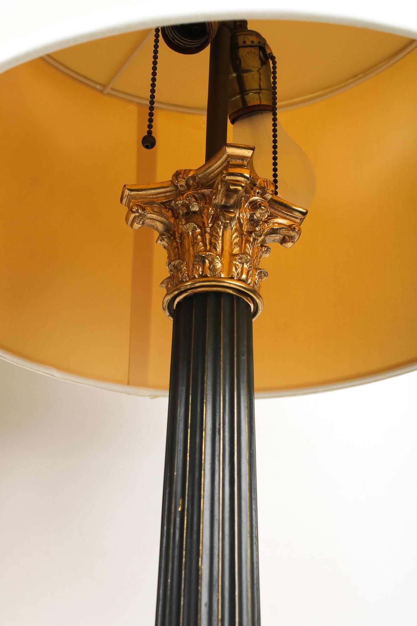 AL2-007: PAIR OF C 1940'S GILT METAL CORINTHIAN COLUMNAR LAMPS