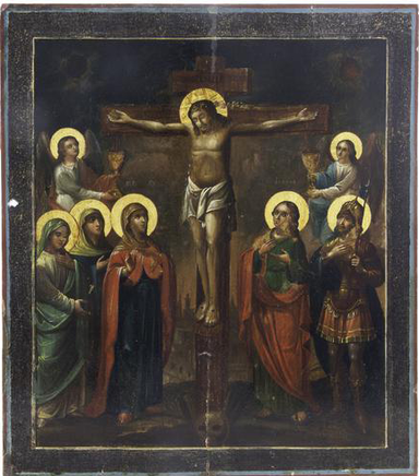 Russian School - The Crucifixion Of Jesus - Oil On board Painting | Work of Man