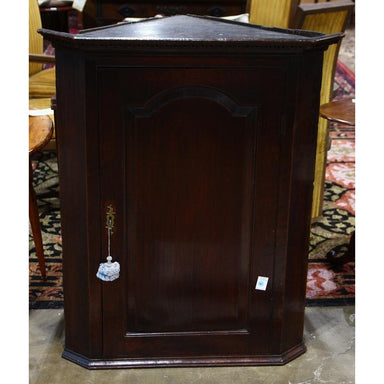 ANTIQUE ENGLISH OAK HANGING CORNER CABINET | Work of Man
