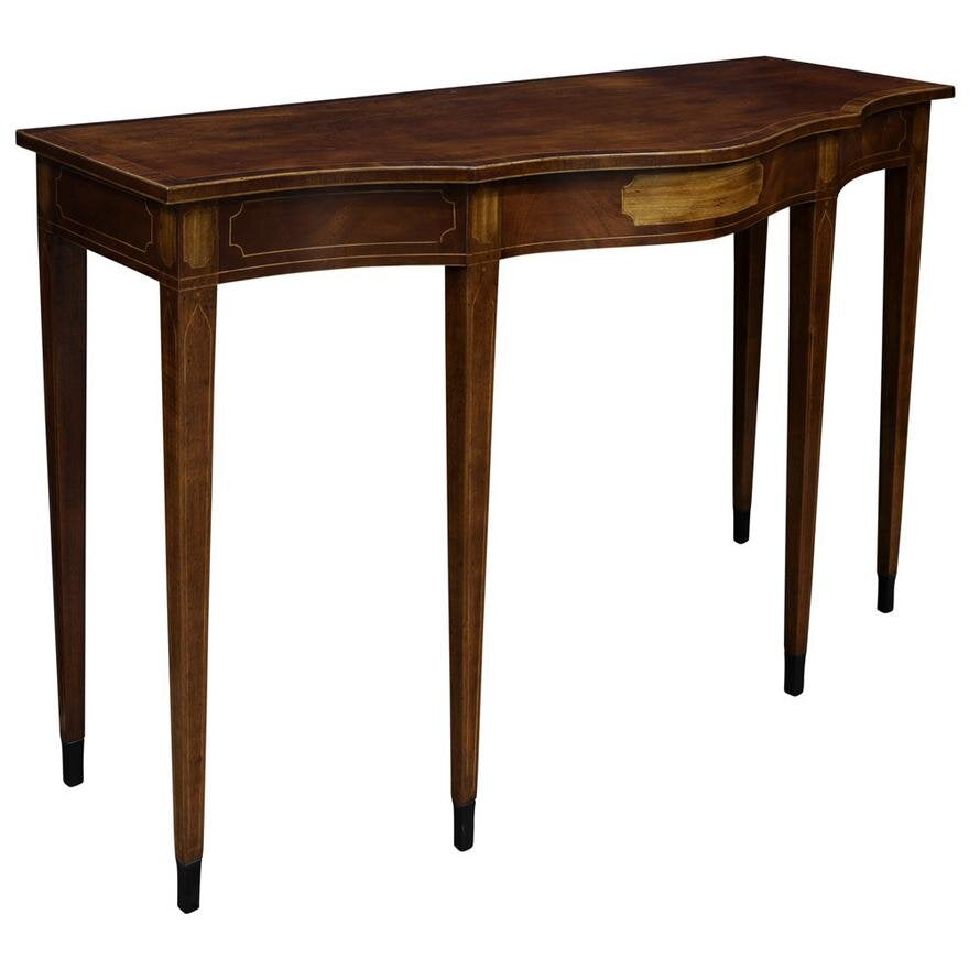 AF1-136: LATE 20TH CENTURY BURTON CHING FEDERAL STYLE MAHOGANY & SATIN WOOD SERVING TABLE