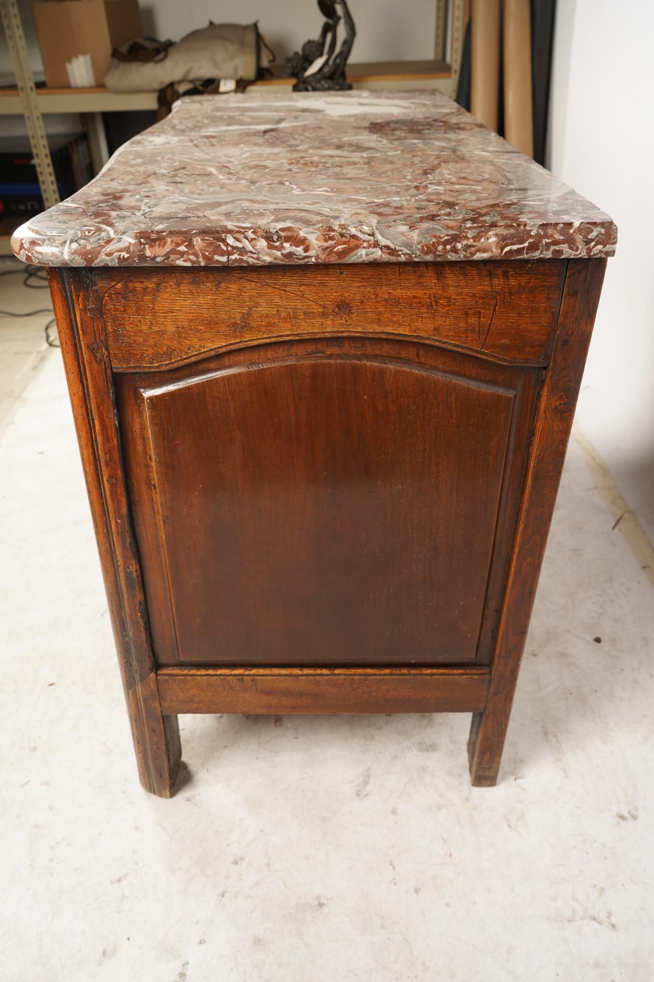 AF4-012: ANTIQUE LATE 18TH CENTURY FRENCH LOUIS XIV STYLE WALNUT MARBLE TOP CHEST OF DRAWERS