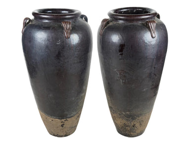 Pair Glazed Ceramic Jars